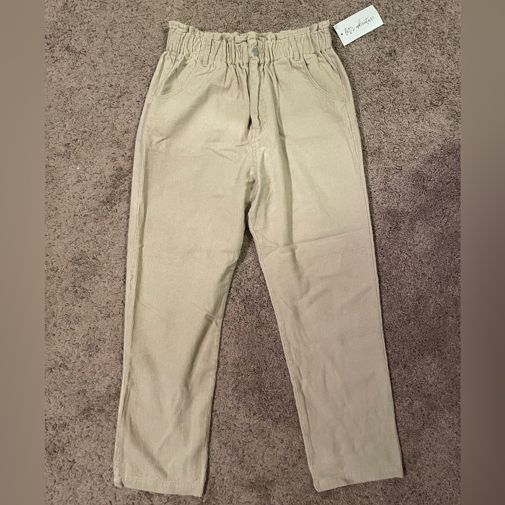 12th tribe corduroy khaki pants, elastic waist. Large. New with tags!